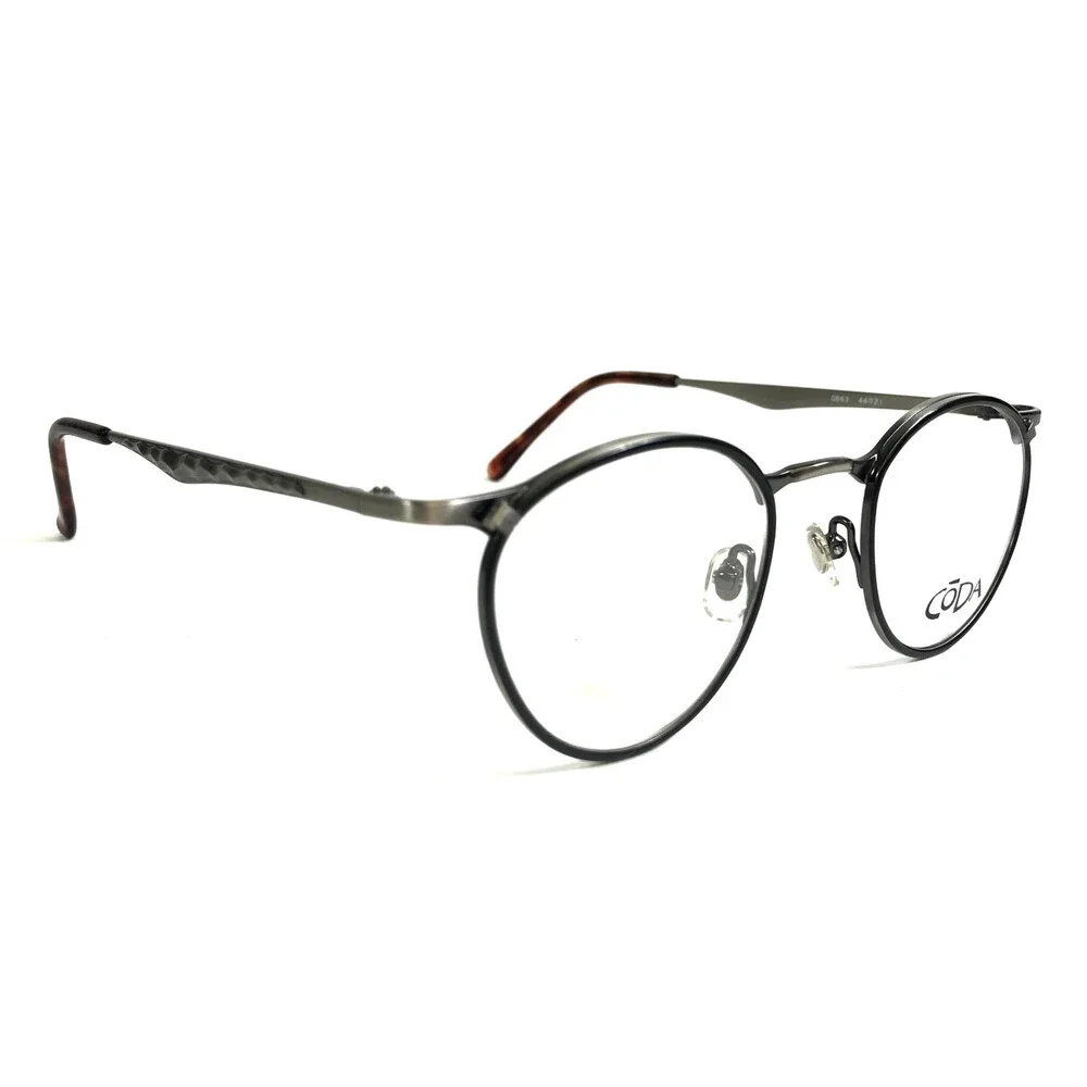 Coda Eyeglasses Frames C-20 QB63 Antique Black Gray Round Modernist 44-21-132